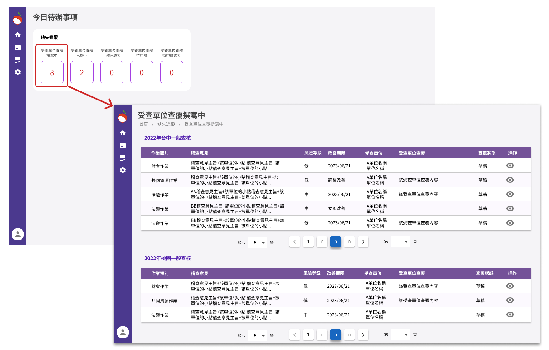 稽核系統 - 缺失追蹤